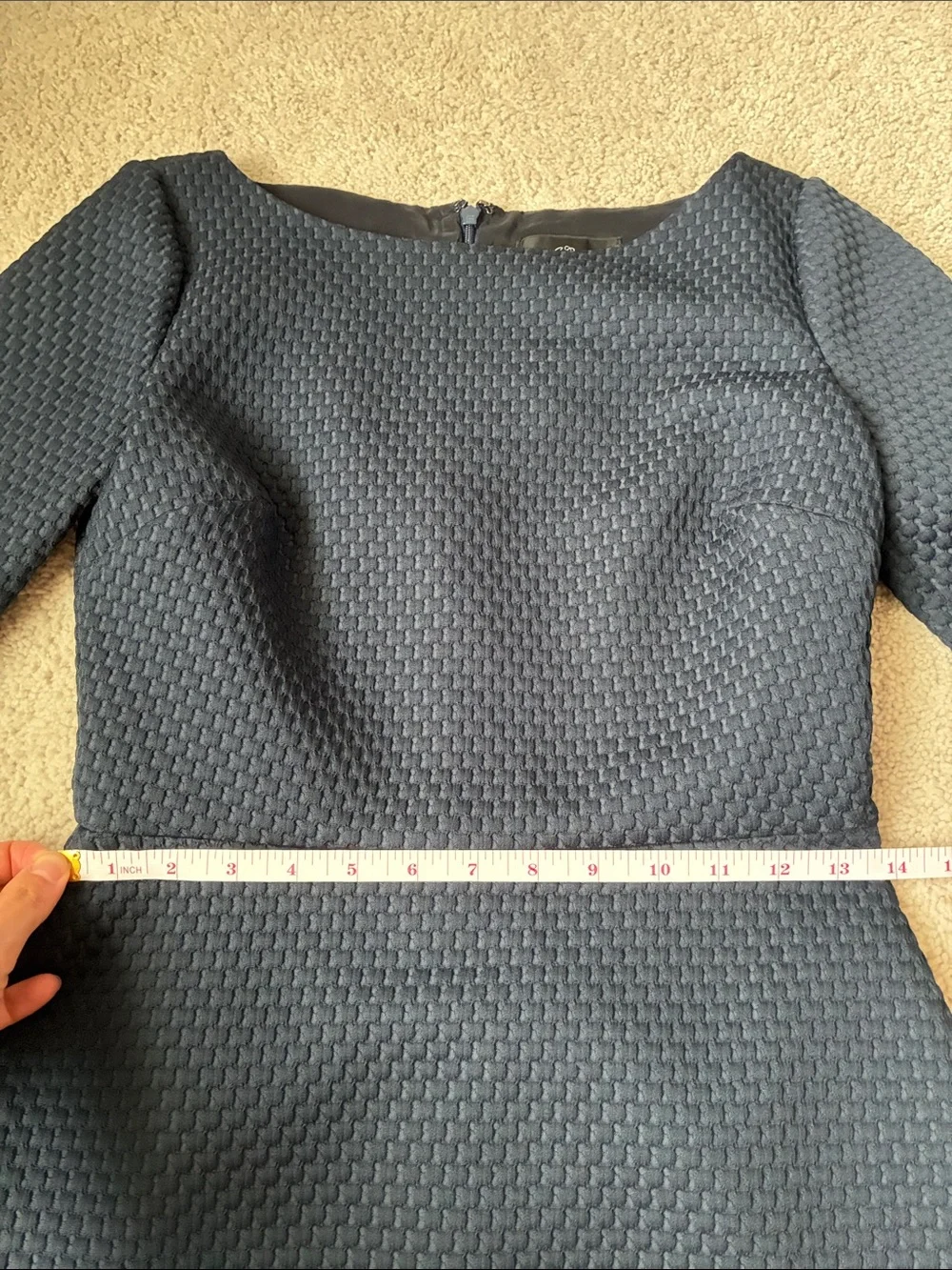 J. Crew new Classic Navy Textured Sheath Dress A-line size 0 with 3/4 sleeve